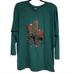 Vintage Giraffes Graphic‎ Sweatshirt Green Fits Like Large See Measurements
